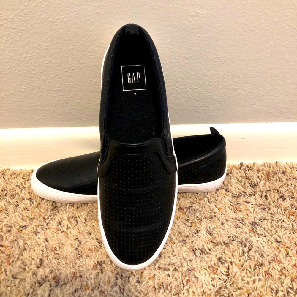 Faux leather slip on sneakers